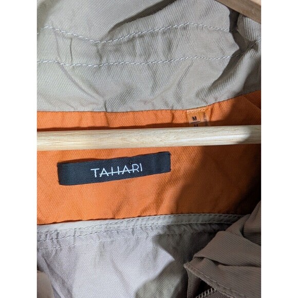 Tahari Windbreaker Hooded Light Jacket Beige Orange Medium - Picture 3 of 12